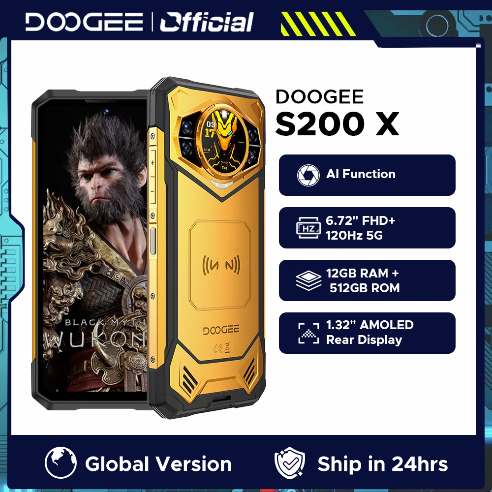 DOOGEE S200 X 5G Rugged Phone 12 + 512GB Smartphone 6.72 FHD + 120Hz IPS screen dimension 7050 10100mAh battery AI MobilePhones