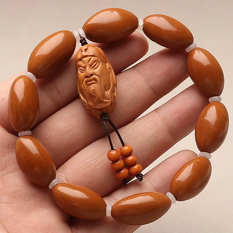 

Leather Polished Plain Guan Gong Olive Core Circle Bracelet Single Piece