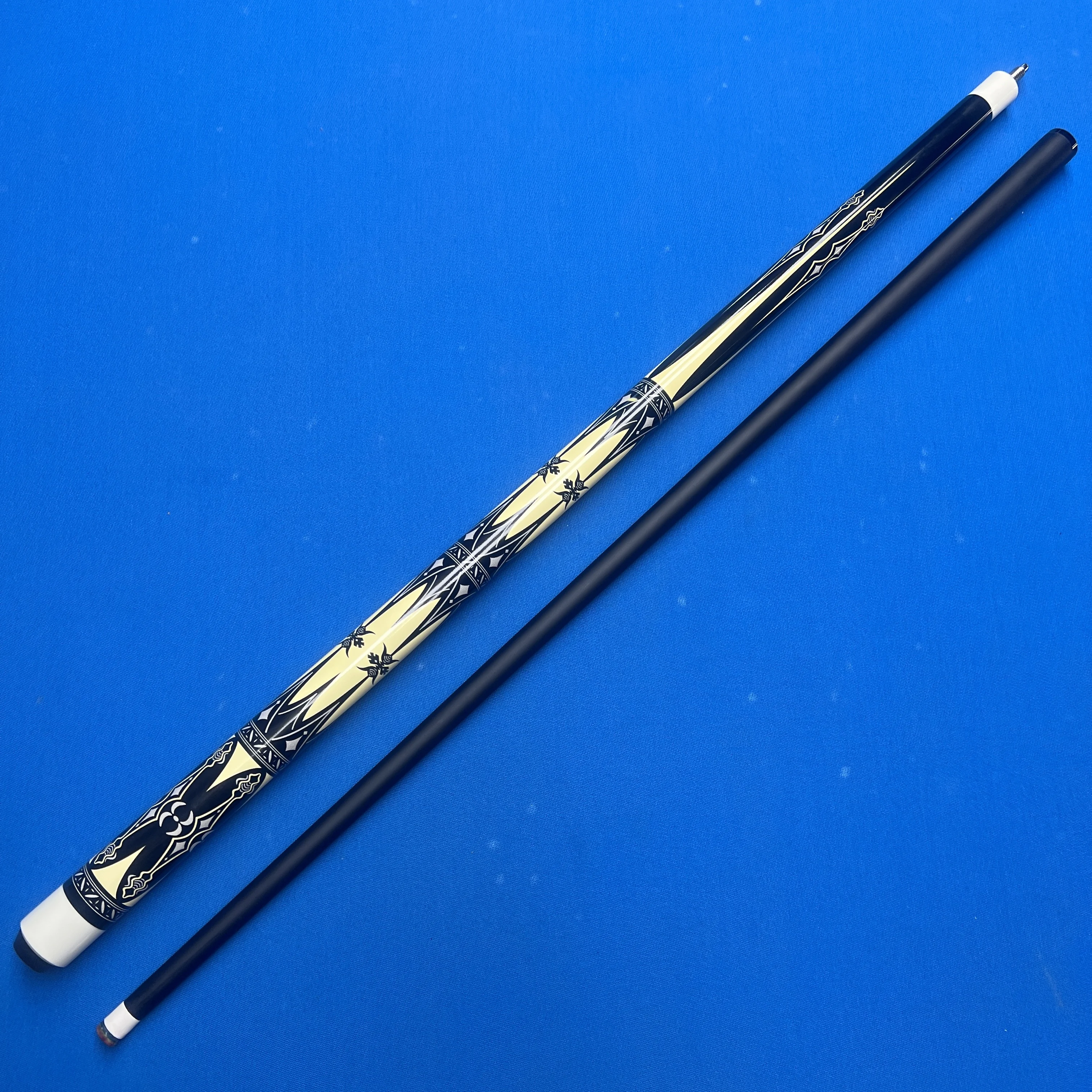 13mm Tip Carbon Billiard Cue - Durable Fiberglass Shaft, Vibrant Multi-Layer Leather Tip for Superior Feel, Elegant Design