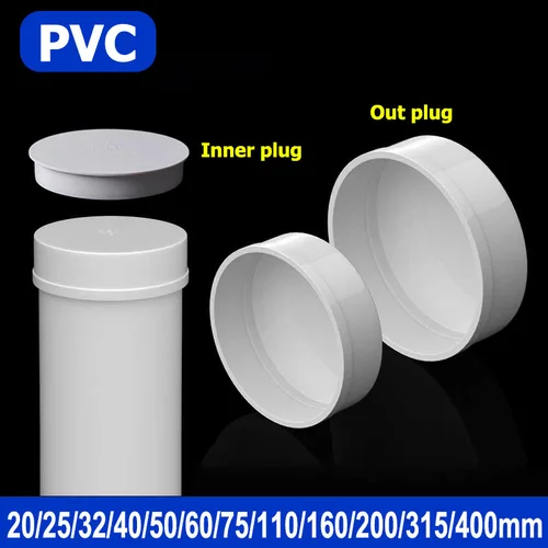 1-10 Uds 20/25/32/40/50/60/75/89/110/140/160/165/200/250/315/400mm tapa de tubo de PVC cubierta protectora de tubo de drenaje blanco