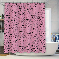 Pink Music Notes Shower Curtain Decorative Bathroom Liner for Kids Room Home Decor Waterproof Washable Size: 72 x 84 Inches