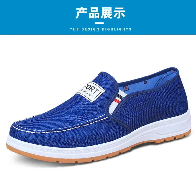 Sommer-Herren-Slipper aus Segeltuch, bequeme Schuhe mit weicher Sohle, leichtgewichtige, rutschfeste Arbeitsschuhe für ältere Menschen, zum Fahren geeignet. – Detail 10