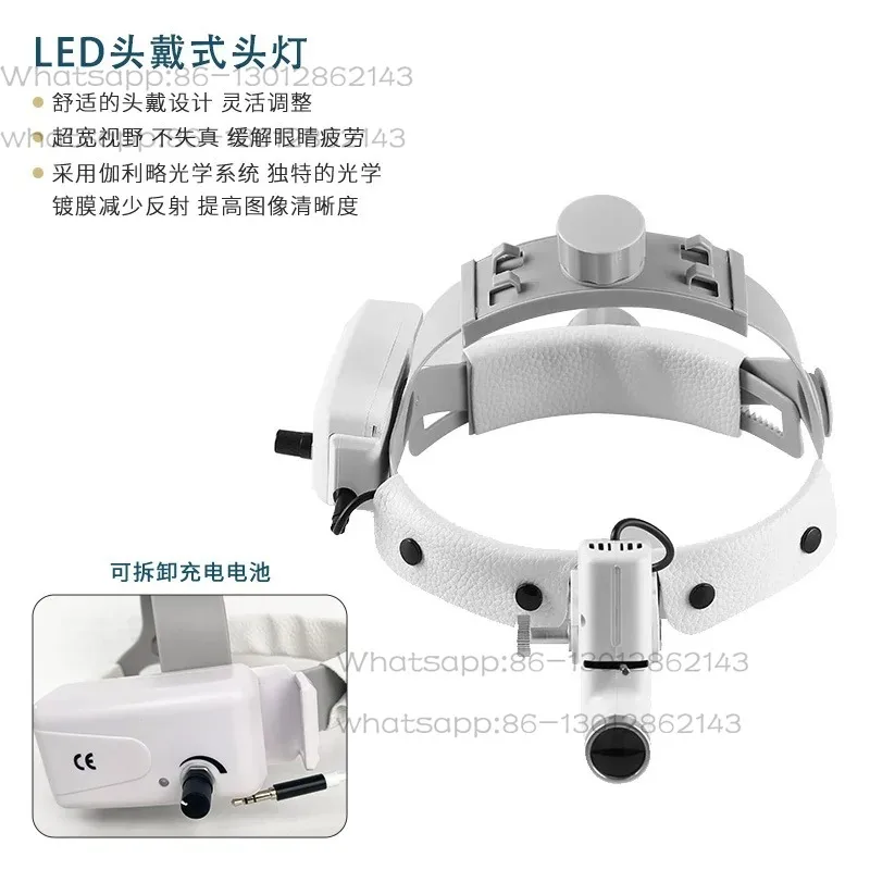 5W Adjustable Aperture LED Dental Headlight, Head Mounted Surgical Headlamp with Magnifier for Dentistry Orthopedics