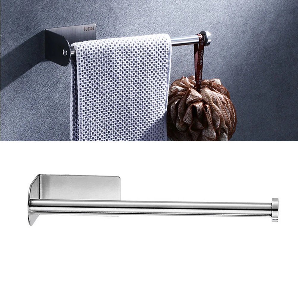 

1pc Long Stainless Steel Toilet Paper Holder Wall-mounted Roll Paper Organizer Toilet Tissue Rack for Kitchen Bathroom