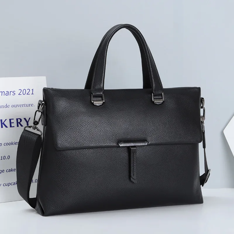 Business Handbag Genuine Leather Briefcases Men High-end Luxury Casual Laptop Bag Top Layer Cowhide Briefcase Men's Style