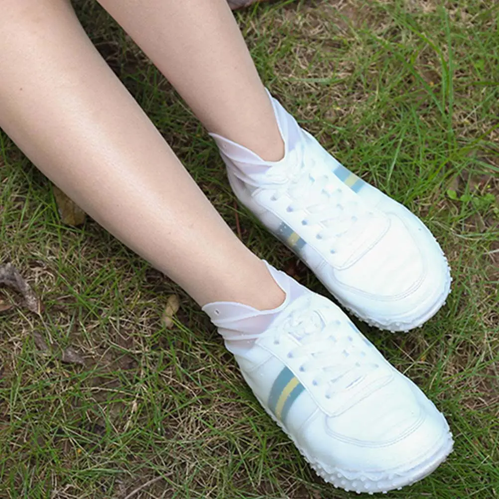 

3Pairs Silicone Overshoes Waterproof Anti-Slip Shoe Covers for Rain Protection Reusable Foldable Slip-on Design Medium Tube