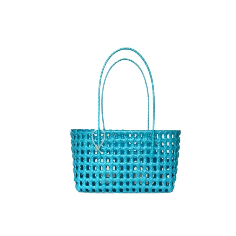 Handmade Woven Straw Handbag Portable Crochet Cabbage Basket Beach Vacation Travel Daily Commute Summer Shoulder Bag 30x13x16cm