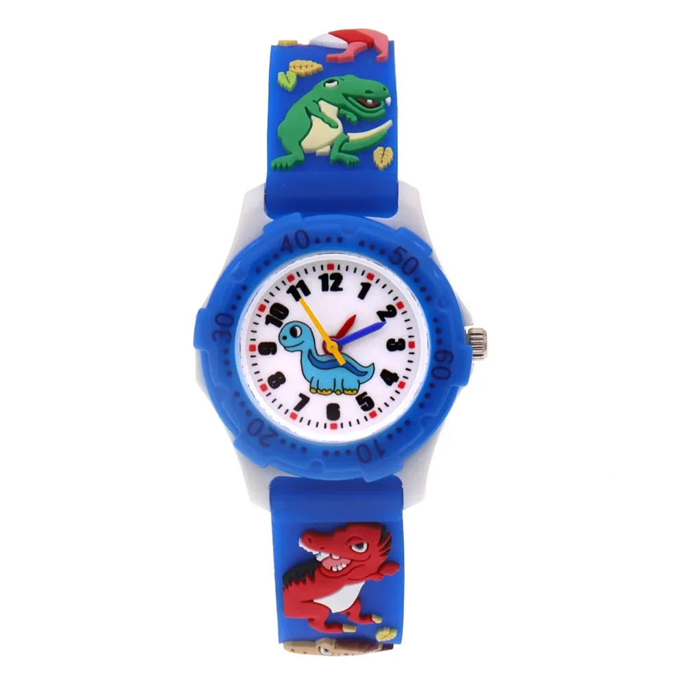 Dinosaur Rotating Dial Waterproof Quartz Watch for Children - Boys & Girls Wristwatch with 4 Color Options for Students