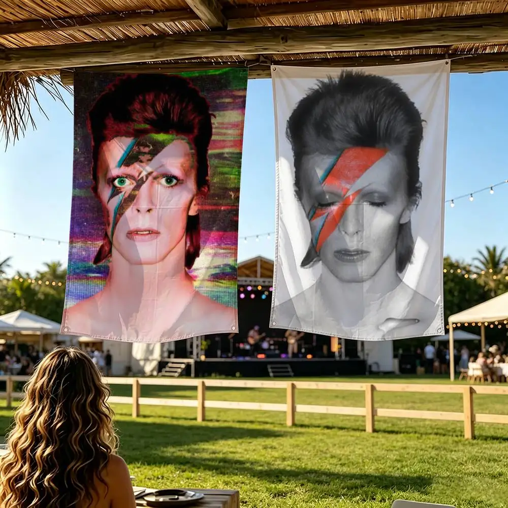 D-David Singer B- Bowies Flag Digital Printing Banner for Garage Wall Out Door Decoration