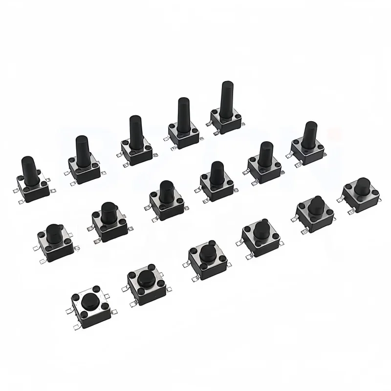 50pcs 4.5*4.5*4/5/6/7/8/9/10/12mm Momentary Tactile Tact Push Button Switch On Off 4 Pins SMD SMT Microswitch Electronic Set
