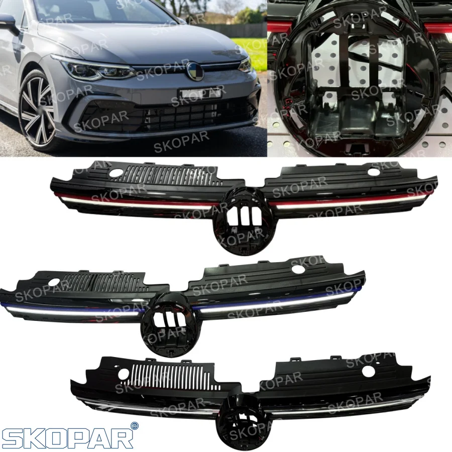 Верхняя центральная решетка для VW Golf 8 MK8 GTI R R-Line 2020 2021 2022 2023 2024 Автомобильные аксессуары Передние светодиодные DRL Ходовые огни