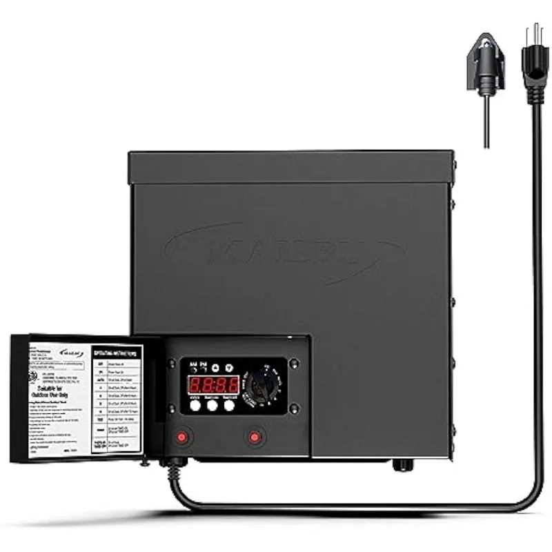 

Malibu Outdoor Low Voltage Transformer, Landscape Lighting Power Pack, Photo Sensor and Timer, 600 W, 120V Input, 12V Output