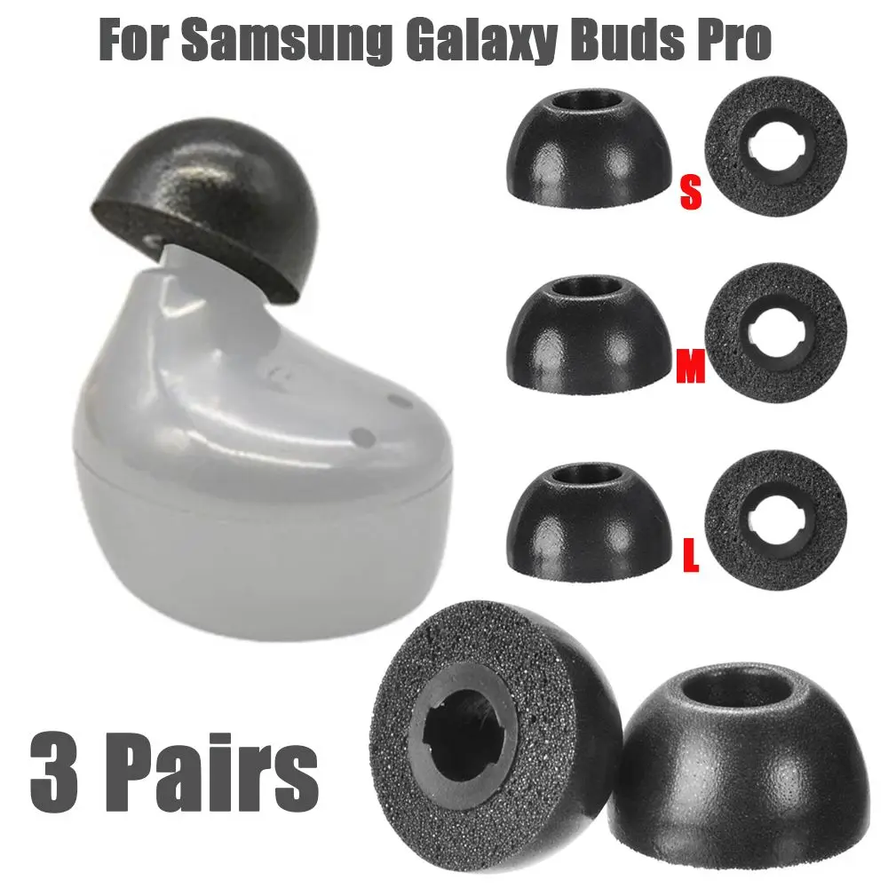 3 Pairs Replacement Memory foam Tips for Samsung Galaxy Buds Pro Eartips wireless Earbud Anti-Slip Avoid Falling Ear Tips black