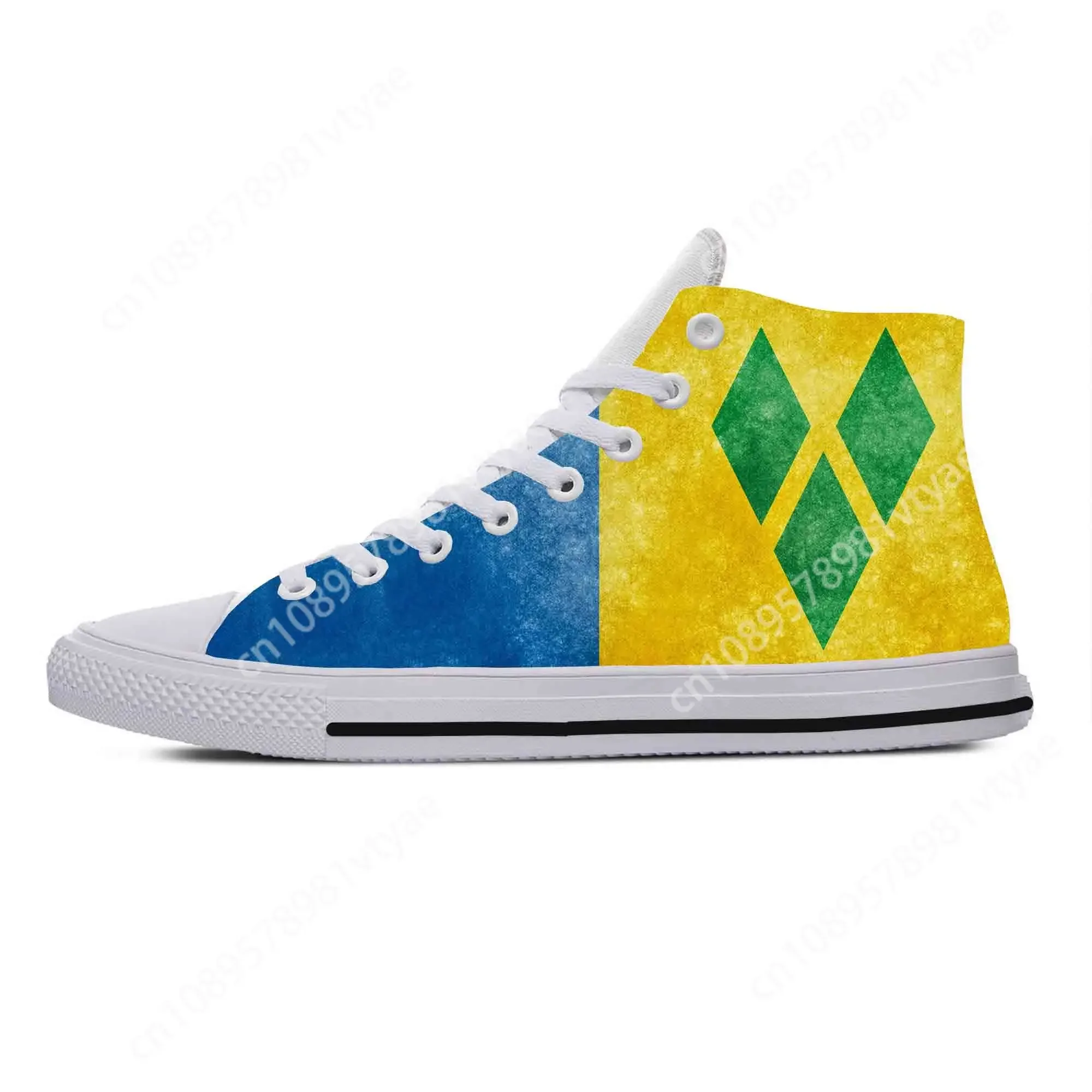 

Saint Vincent and Grenadines Flag Patriotic Pride Casual Cloth Shoes High Top Comfortable Breathable 3D Print Men Women Sneakers