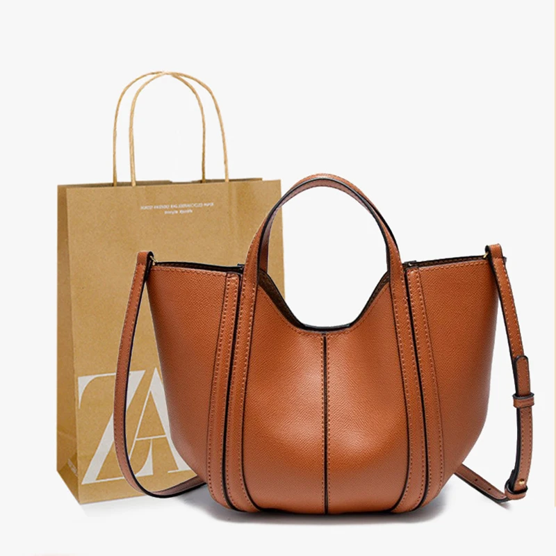 Vintage Simple Handbags for Women Soft PU Leather Luxury Designer Fashion High-Quality Shopping Tote Bag for Daily Use