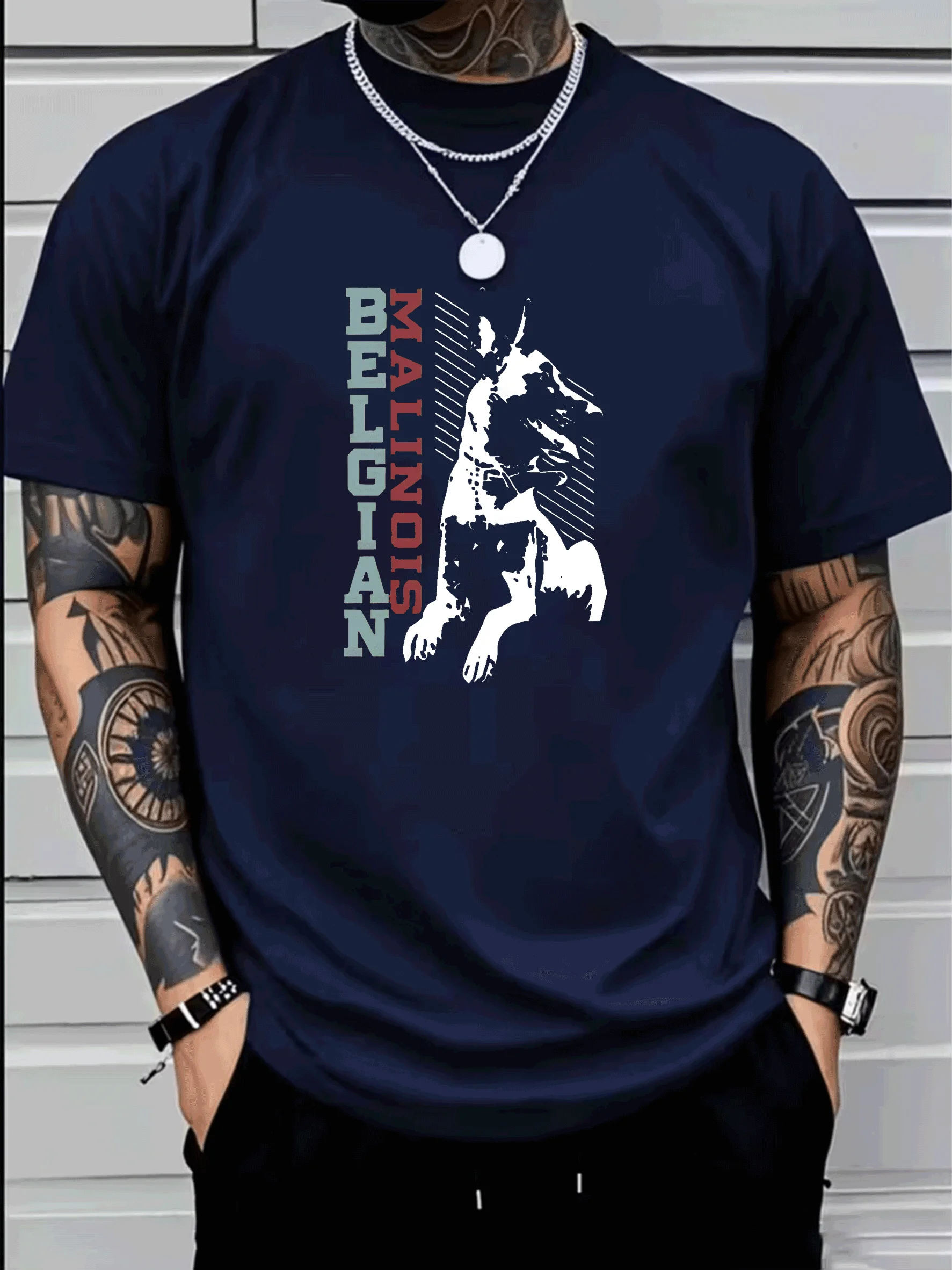 Belgian Malinois T-Shirt for Military and Police Dog Enthusiasts Casual Wear Men's Clothing Graphic Short Sleeve Men's T-shirts