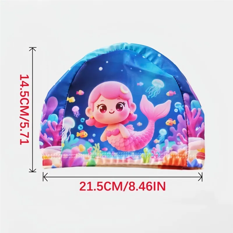 Kids Swim Cap Cute Cartoon, Comfort Fit Ear Cover, 1/2/3PC Optional Various Prints, for Water Play Pool