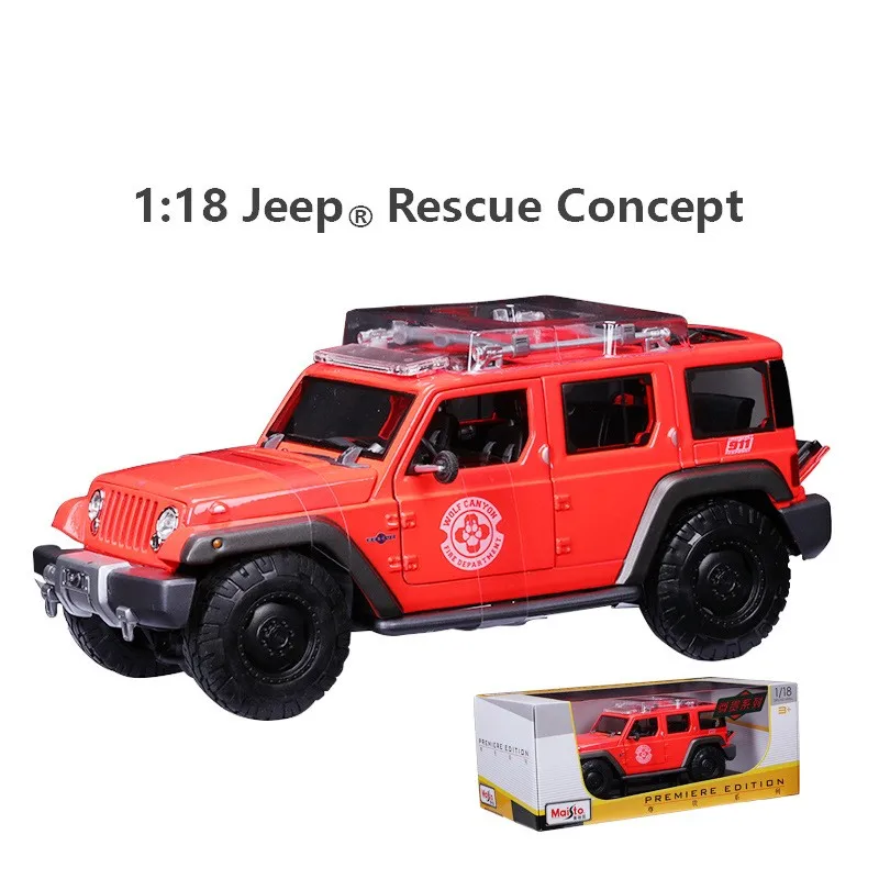 1:18 Jeep Rescue Concept Off-road alloy die-cast miniature simulation car model, adult decoration, boy toys, children's gifts