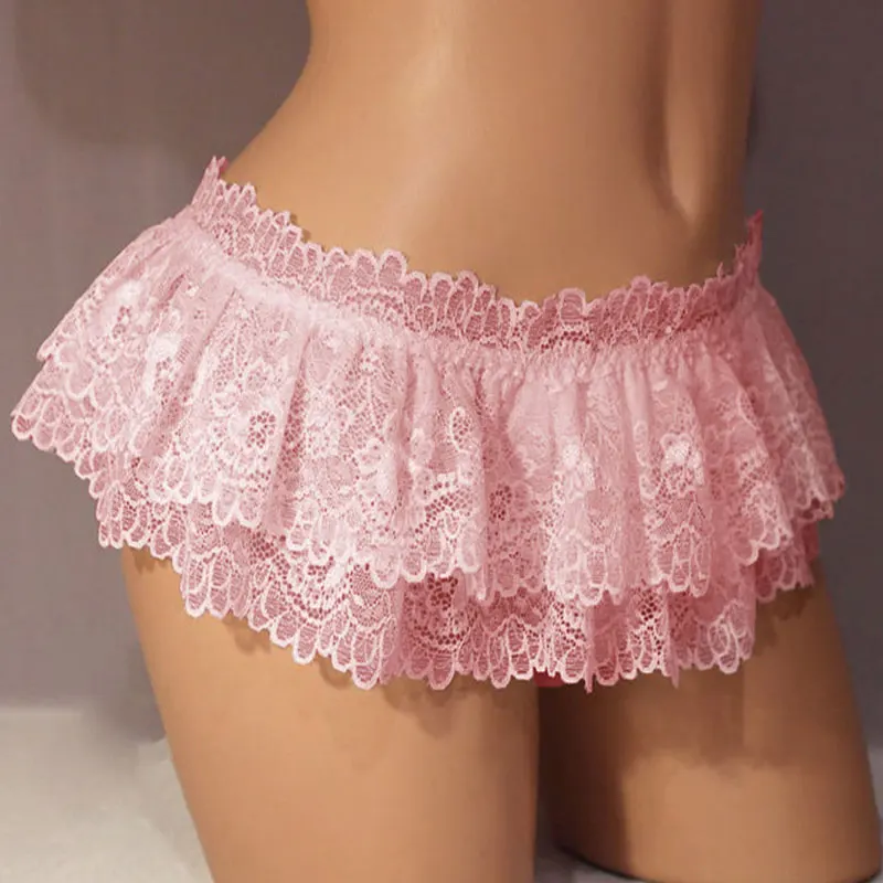 Mini jupe plissée en dentelle à double couche pour femmes, culotte à volants, lingerie sexy, short solide, robe de nuit, sous-vêtements