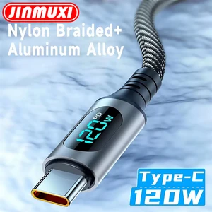 6A 120W USB A ke Tipe C Kabel Pengisi Daya Super Cepat Kabel Data Nilon untuk Xiaomi Redmi POCO Samsung dengan Kabel Tampilan Digital LED 12 penjualan terbaik tipe c ke usb a - №