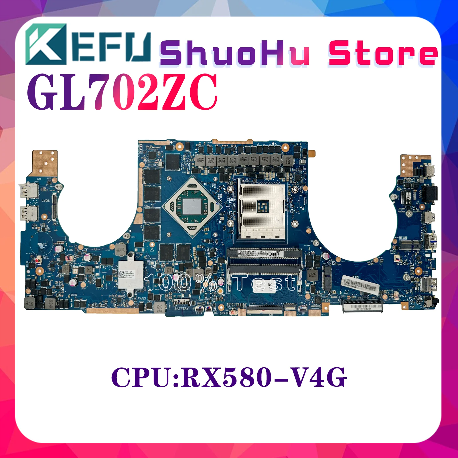 

KEFU GL702ZC Notebook Mainboard For ASUS ROG GL702Z Laptop Motherboard W/ RX580 4G Main Board 100% Test Full Function Work