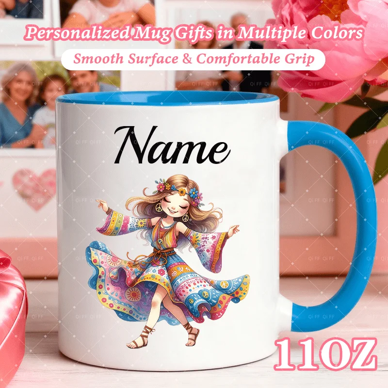 Custom Colorful Dress Dancing Mug 1pc Personalized Ceramic Coffee Cup 11oz Microwave Dishwasher Safe Gift for Friend