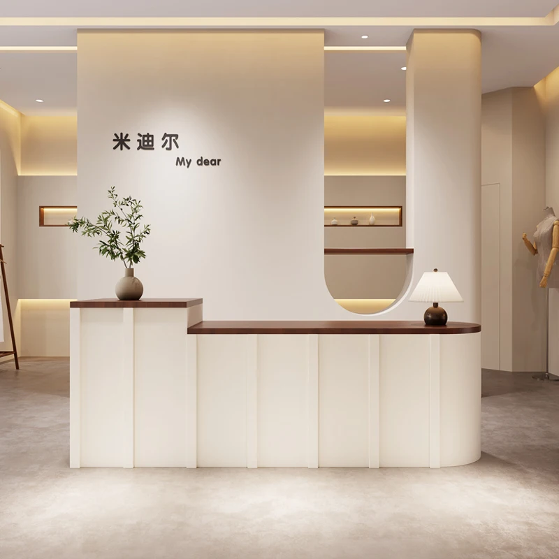 

white l shaped reception desks wood modern design counter reception desks front desk salon mostrador recepcion office furniture