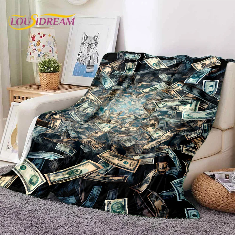 

3D Rich Dollar Euro Pound Money Cartoon Soft Flannel Blanket for Beds Bedroom Sofa Picnic,Throw Blanket for Outdoor Leisure Nap