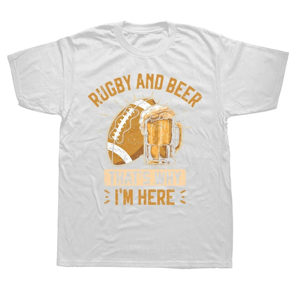 Rugby and Beer Team Funny Rugby Player T Shirt Summer Graphic Cotton Streetwear Short Sleeve Birthday Gift T-shirt Mens Clothing