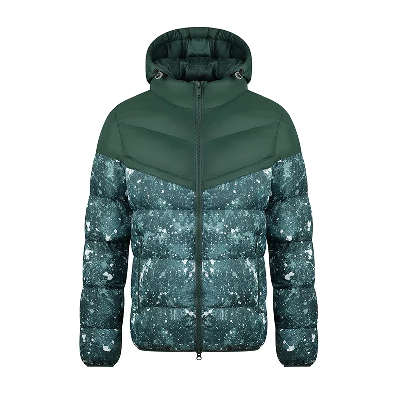 New Color Blocking Hooded Men Parka Outdoors Exercise Casual Windproof Comfortable Coat Winter Fashion Thicken Keep Warm Jacket