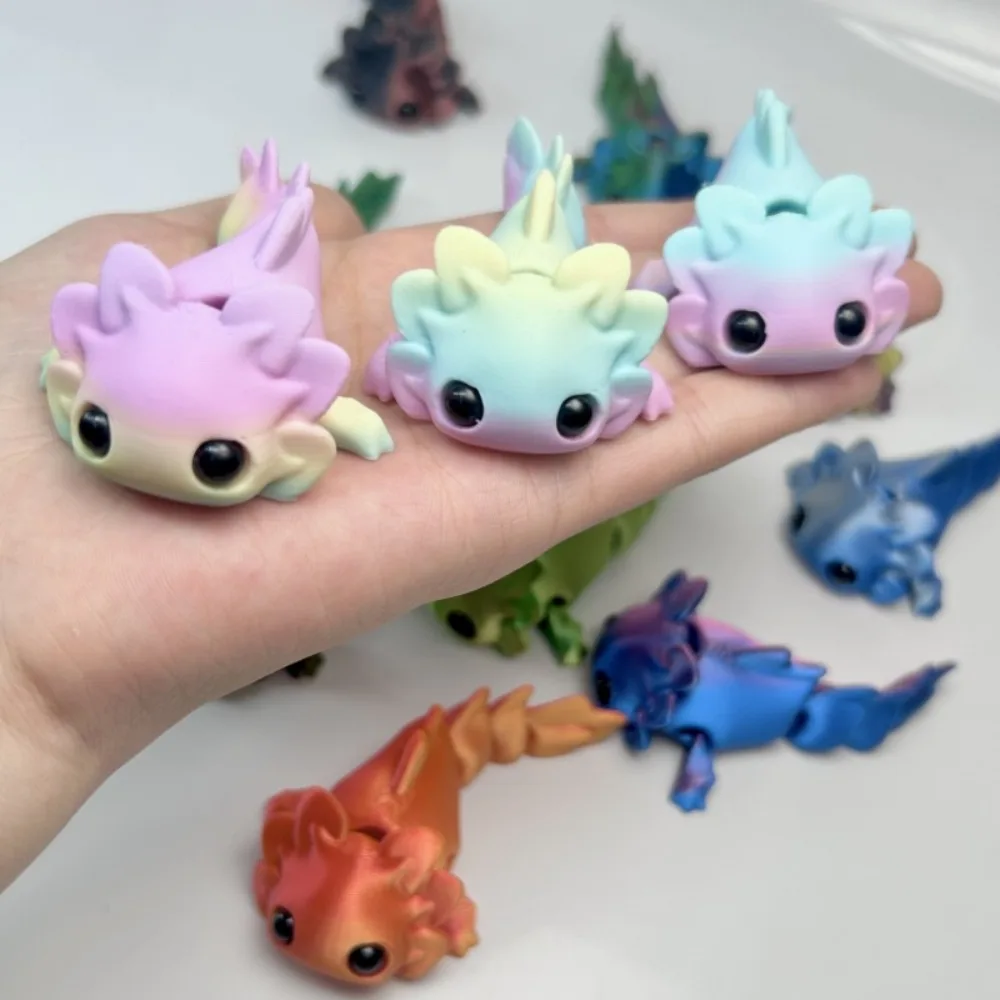 3D Printed Salamander Figures Toys Multi-Joint Movable Simulation Eyes for Home Accessories Kids Gifts Living Room Decoration
