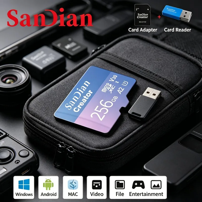 

SanDian Memory Card 4K Video 130MB/S Write speed U3 V30 A2 190MB/S Up To Speed XC SD TF micro Creator 128GB 256GB 512GB 1TB