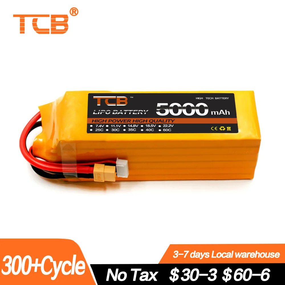 NEW TCB 6S 22.2V 5000mAh 60C RC Helicopter LiPo Battery Max 120C For RC Airplane Quadrotor Drone Aircraft Car Bo Batteries