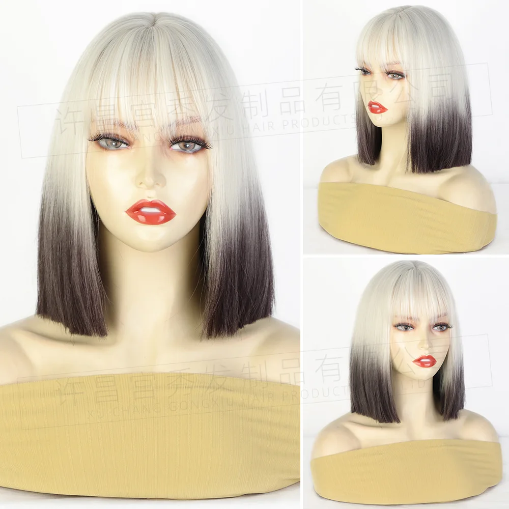 Parrucca femminile Capelli corti BOBO Capelli lisci Capelli corti Parrucca testa Bobo Copricapo