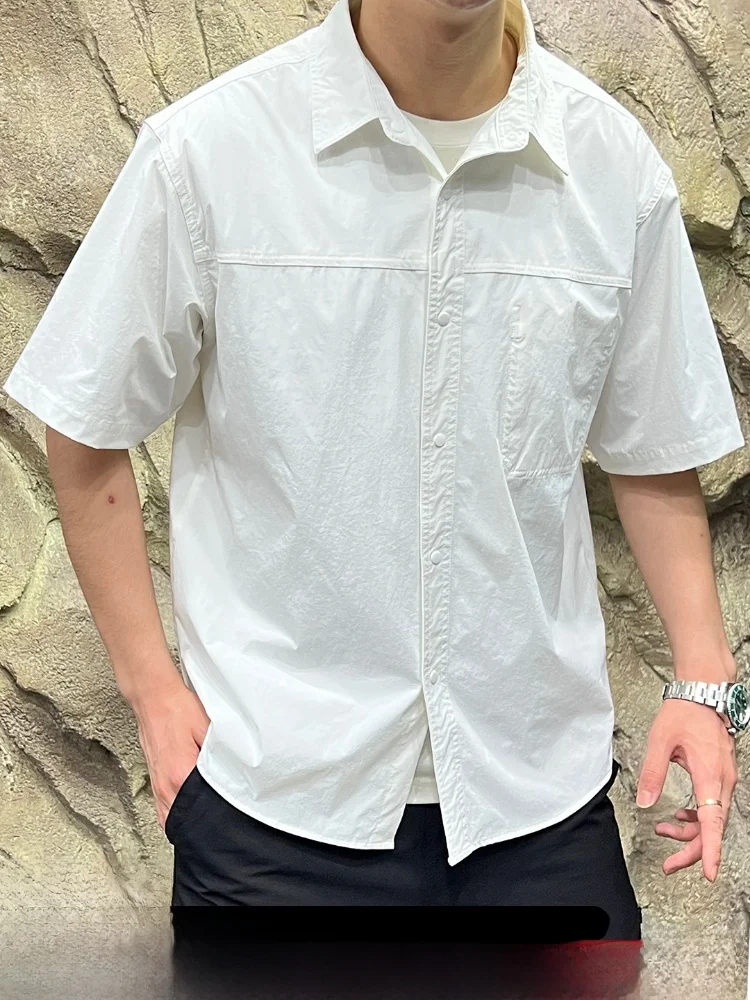 

Outdoor Men's Tech Fabric Ice Sensation Waterproof Qui Dry ort Sve irt Stand Fit Breathable Summer Youth Faion