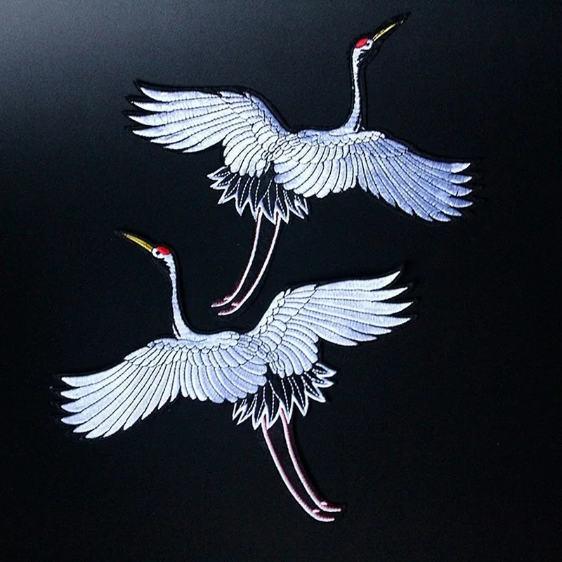 DIY Embroidery Cloth Paste White Swan Red-crowned Crane Patch