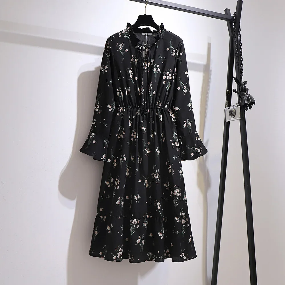 Big Size Women Clothing Fashion Female Loose and Show Slim Floral Printed Dress 2023 Spring New Large Size Chiffon Dresses 6XL