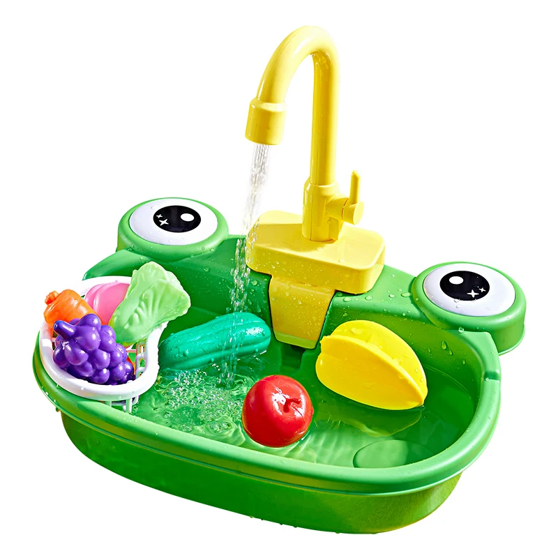 Kids Pretend Play Kitchen Sink Toys Dishwashing Set House Game Kitchen Dishwasher Cutting Food Tableware Accessories Girls Toys