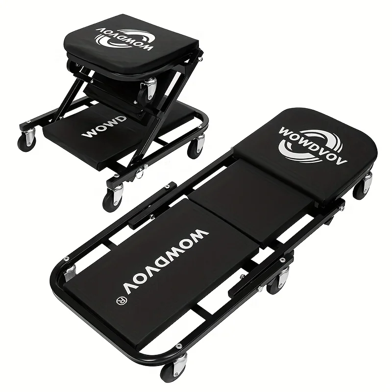 

A Versatile Z-Shaped Car Repair Tool That Can Support Up to 500 Pounds, Featuring a Foldable Seat And Recliner with Six 2.6-Inch Wheels. This Adjustable Roller Is Ideal for Car Maintenance And Makes a Great Gift for Men