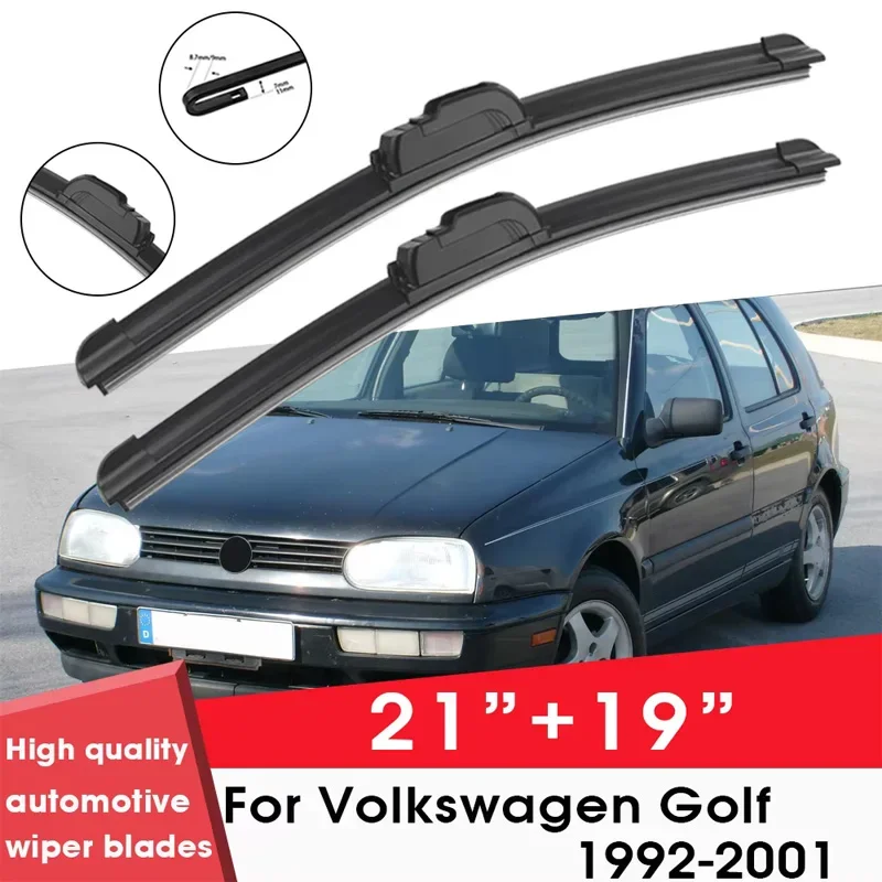 

Car Wiper Blade Blades For Volkswagen Golf 1992-2001 21"+19" Windshield Windscreen Clean Naturl Rubber Car Wipers Accessories