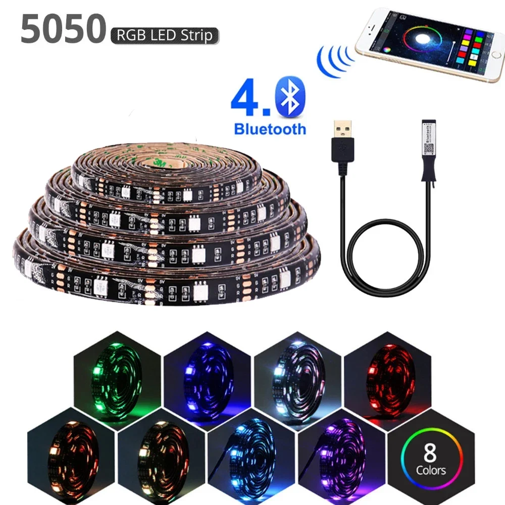 

Bluetooth usb Светодиодная лента 5 в rgb гибкая светодиодная фотолампа 1 м 2 м 3 м 5 м SMD 5050 для HDTV TV подсветка световые полосы Водонепроницаемая неоновая лампа