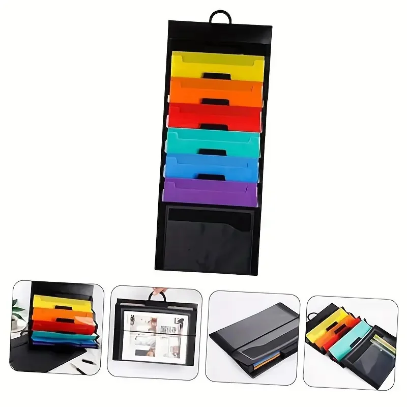 6-pocket Hanging Folder Multi-color Hanging File Organizer Removable Hanging Paper Organizer
