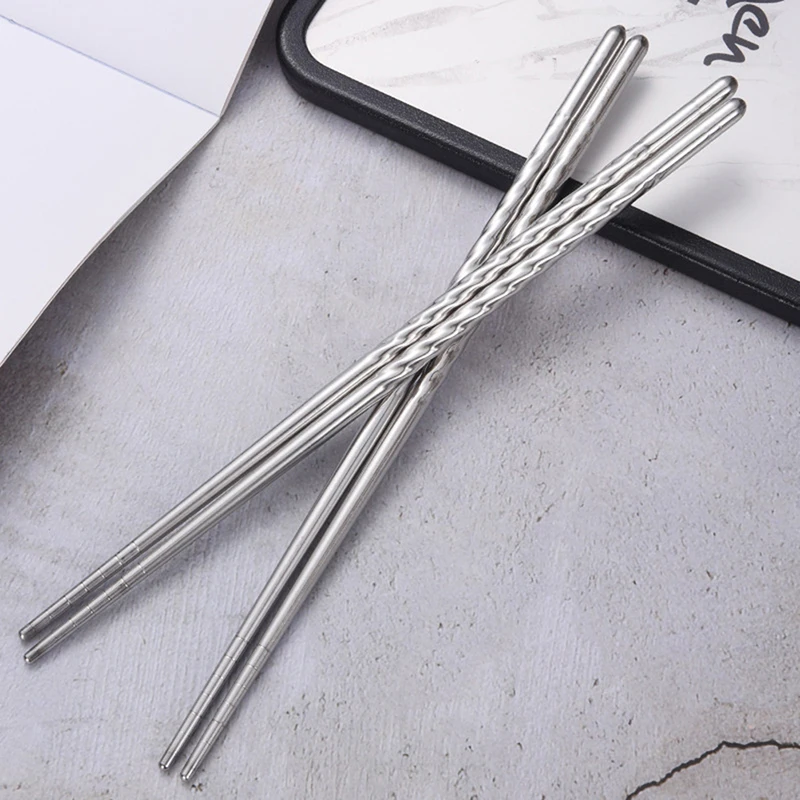 2pcs/1pair 22CM Long Korean Stainless Steel Chopsticks Food Sticks Portable Reusable Chopstick Sushi Hashi Kitchen Accessories