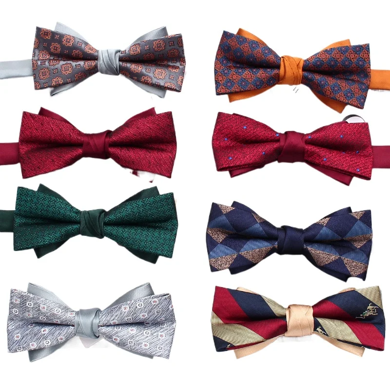 high-quality good business  Striped bow tie plaid polyester  men's casual fashion shirt accessories bow tie