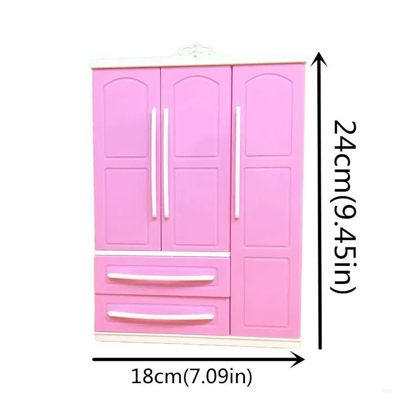 

76HF Princess Dressing Closet Girls Realistic Pink Modern Wardrod Decorative Ornaments Toy Portable Relieve Boredom