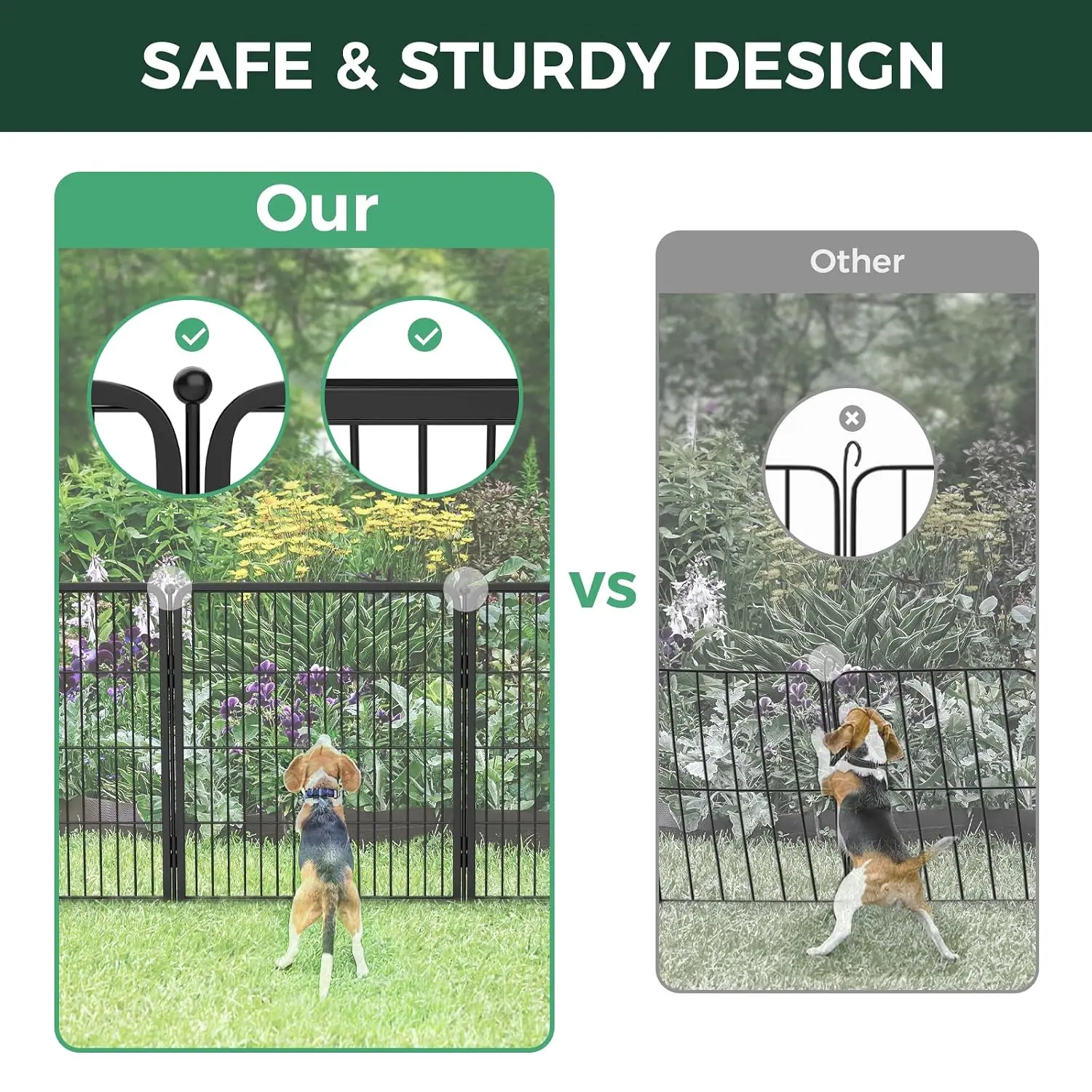 Garden Fence Outdoor for the Yard – 50in(H) x 10.4ft(L) Heavy Duty Metal Animal Barrier for Dog, No Dig Decorative, Customized - view 3