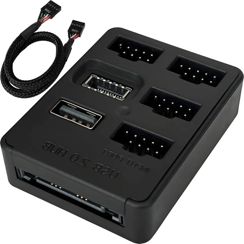 ABJG-Internal USB 2.0 Hub-Multi Port-5 Ports-Motherboard USB Splitter 9Pin USB 2.0 Header Adapter