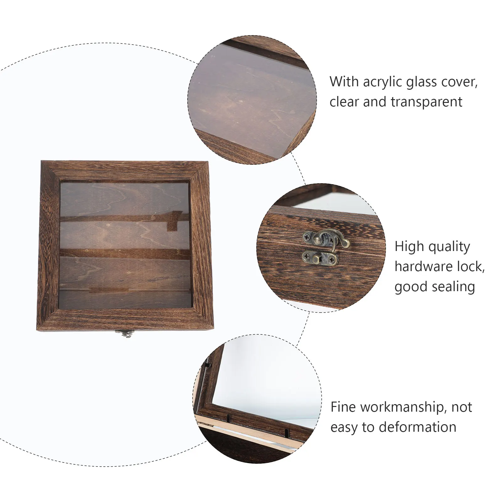 

1pc Vintage Style Wooden Specimen Display Box Dustproof Storage Case For Insects Coins Jewelry Crafts Waterproof Large Capacity