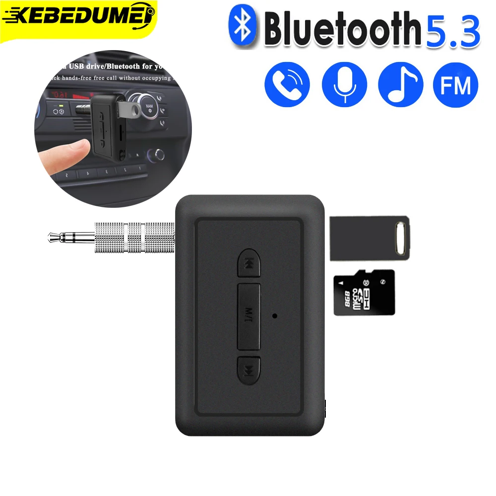 

2 в 1 Автомобильный приемник Bluetooth 5,3 адаптер ПЕРЕДАТЧИКА Mp3 беспроводной плеер аудио AUX преобразование 3,5 мм разъем Поддержка U диска TF карты