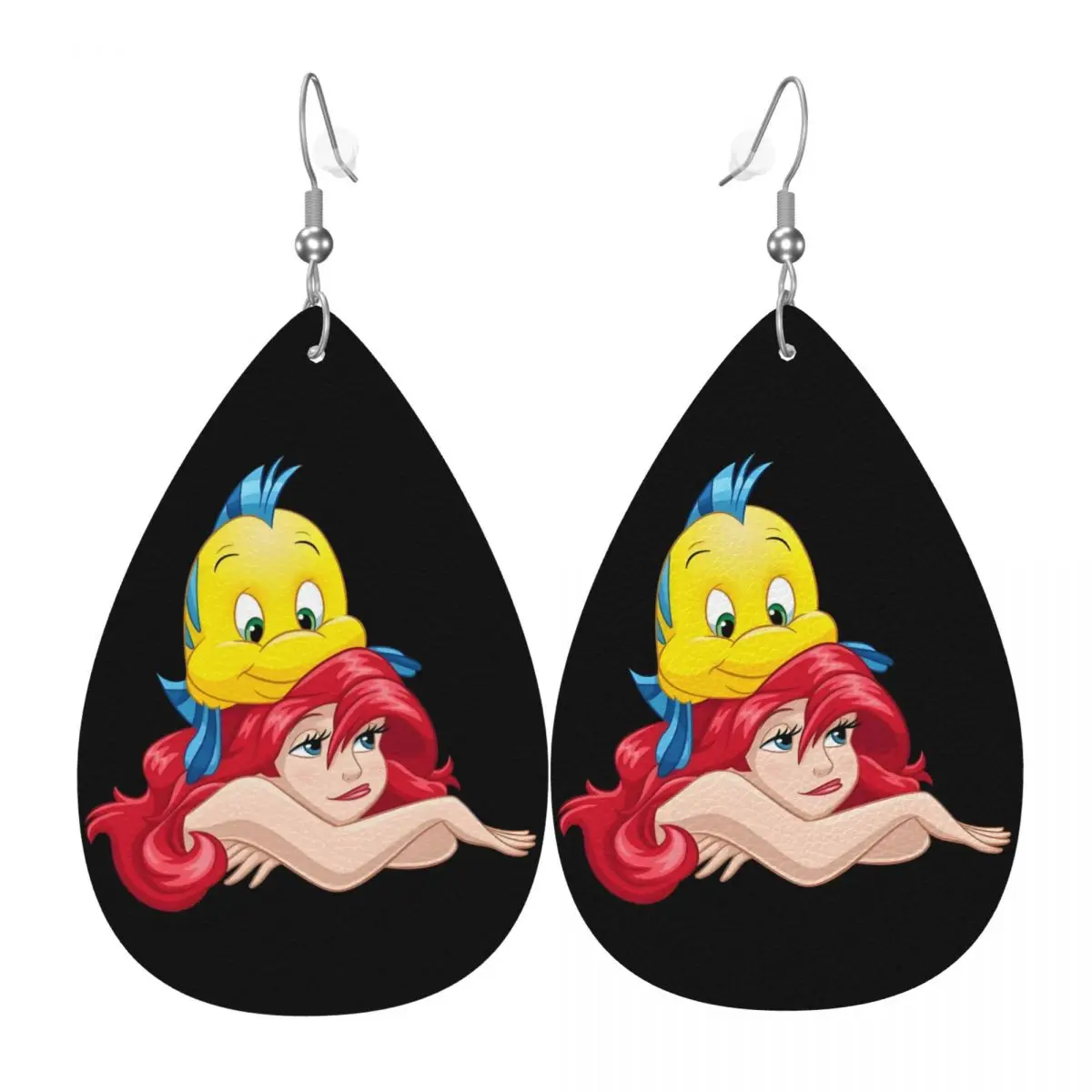 

Индивидуальные серьги-подвески из ПВХ-кожи «Русалочка» для женщин, украшения в стиле принцессы Ариэль, подарок для жены, мамы